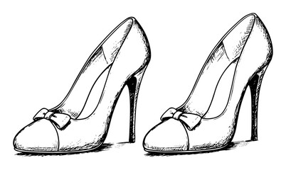 high heel shoes bridal fashion sketch illustration © Kaz
