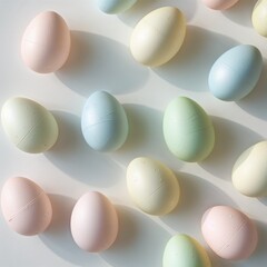 Pastel easter eggs on white background