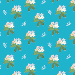 Pattern of bouquets of cute stylized flowers in pastel colors.eps