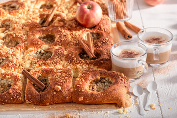 Delicious apple yeast cake as sweet summer snack.