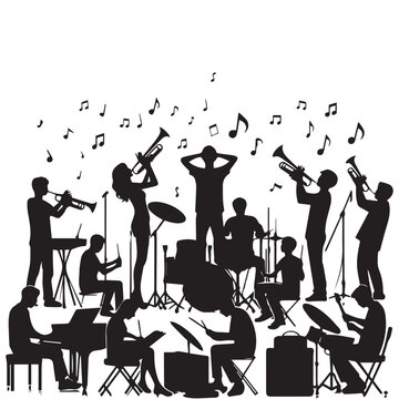 silhouette vector of people playing music