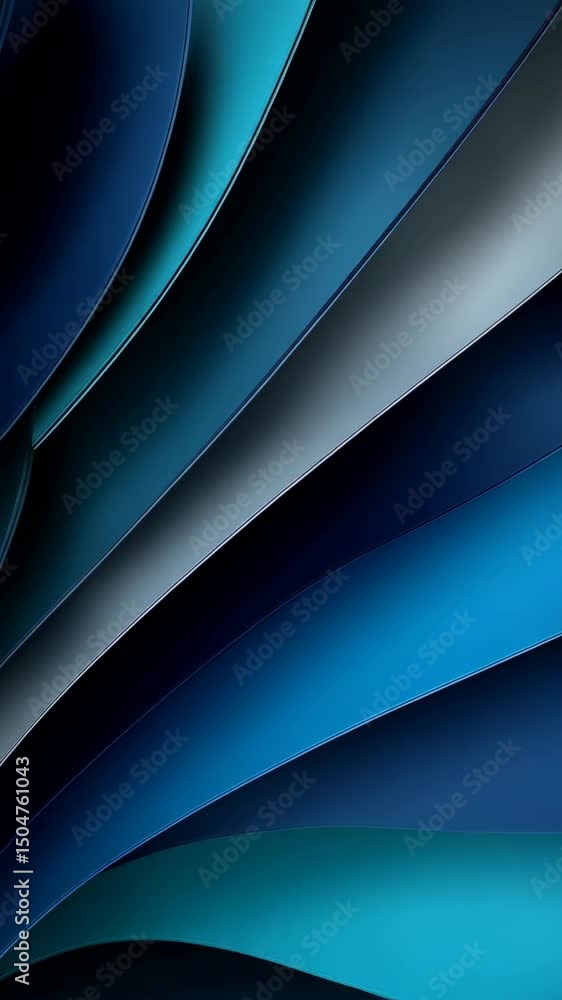 Poster elegant background animation featuring layered blue curves slowly shifting and gliding vertically, s