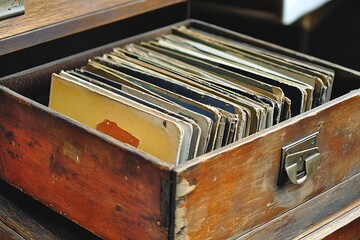 Antique Wooden Drawer Filled with Vintage Photographs A Treasure Trove of Memories