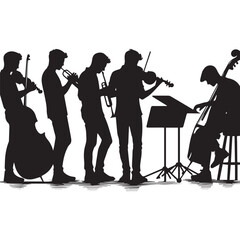 silhouette vector of people playing music