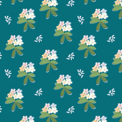 Pattern of bouquets of cute stylized flowers in pastel colors