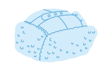 Ushanka Trapper Hat. Winter Head Fashion accessory cap with fur clothing technical illustration. Vector headgear for Men, women, unisex style, flat template CAD mockup sketch outline isolated