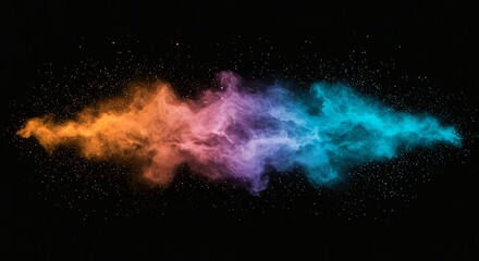 a colorful cloud of powder or powder on a black background