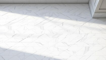 Elegant white herringbone marble mosaic, subtle texture variations, abstract, interior
