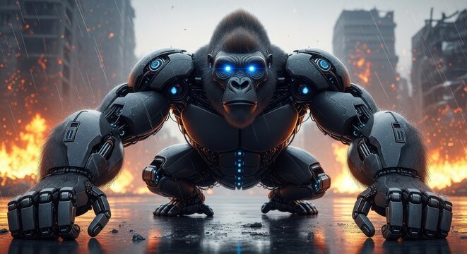 gorilla robot cyborg warrior