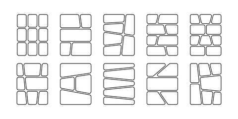 Set of comic book templates. Anime page panels isolated on white background. Grids for manga storyboard. Layouts for photo collage, magazine, poster or moodboard. Vector graphic illustration.