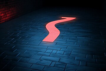 Glowing Red Path A Symbolic Journey of Improvement and Feedback
