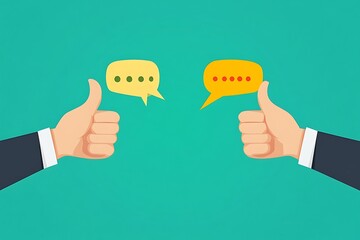 Positive Communication: Two Thumbs Up with Speech Bubbles