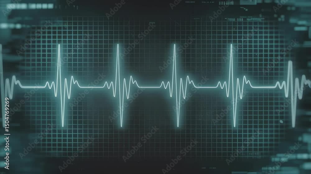 Poster electrocardiogram monitor displays a normal sinus rhythm, indicating a healthy heartbeat, with data 