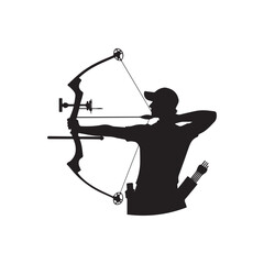 silhouette of a person shooting archery, customizable vector image