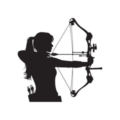 silhouette of a person shooting archery, customizable vector image