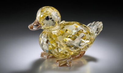 Detailed yellow crystal duck figurine.