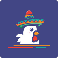 Food and Beverage logo in the form of a chicken wearing a Mexican hat