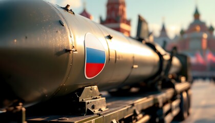 Russian flag painted on missile in Red Square