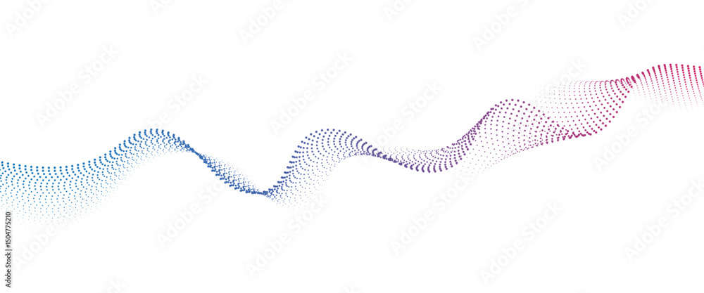 Poster Flowing Dot Wave halftone gradient pattern on transparent background	
