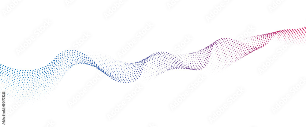 Poster flowing dot wave halftone gradient pattern on transparent background