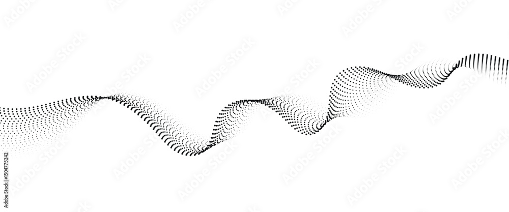 Poster Flowing Dot Wave halftone gradient pattern on transparent background	
