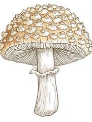 Detailed Illustration of Spotted Mushroom

