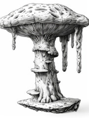 Large Mushroom Stone Sculpture Illustration