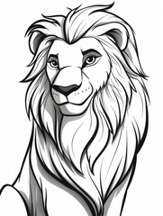 Lion Head Line Drawing Illustration