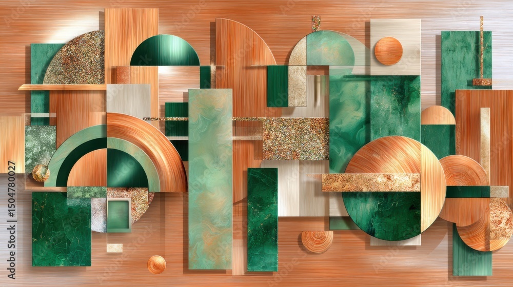 Poster colorful and abstract geometric shapes textures and patterns create a visually striking modern art i