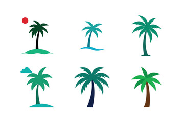Fototapeta premium Palm Tree Vector Collection – Summer Travel Clipart & Logo Elements