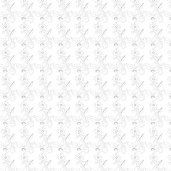 Decorative floral pattern design in black and white repeating motif