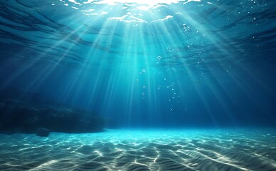 Sunlight Streaming Through Crystal-Clear Ocean Depths: A Mesmerizing Underwater Scene