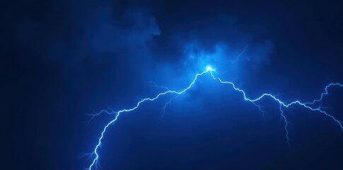 Blazing blue lightning bolts, sharp contrast against black, digital art, discharge
