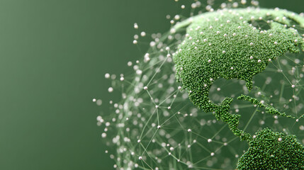 A minimalist globe with interconnected dots and green energy symbols representing esg and social impact theme in modern concept
