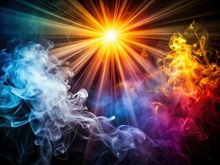 Obraz premium Dramatic Light Beams Through Smoke, Creative Photography