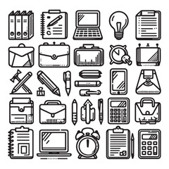 vector collection of office stationery icon clipart in editable line style