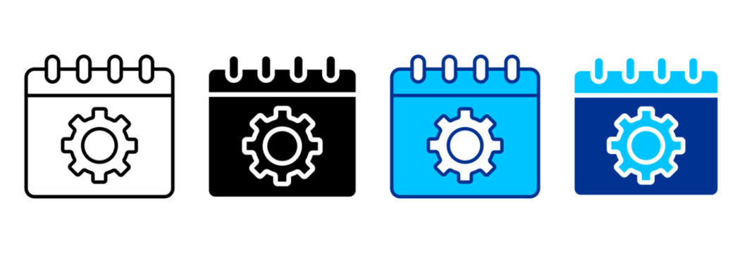 Gear Icon Set Multiple Style Vector Illustration