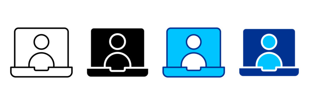 Virtual Event Icon Set Multiple Style Vector Illustration