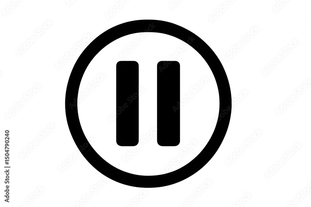 Poster simple black pause button icon isolated on a transparent background, perfect for multimedia projects