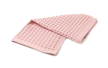 Clean pink waffle towel isolated on white