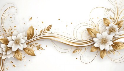 Elegant Floral Design with Gold Accents on a Clean White Background