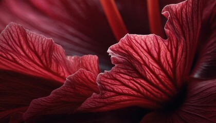 Close-up view of a deep crimson flower petal.