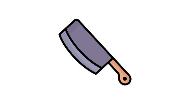 Butcher knife icon animated. animated icon related to kitchen set. suitable for user interface, provide visual feedback and more. alpha channel, transparent background
