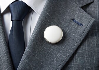 Minimalist Pin Button Mockup on Lapel - Elegant Branding Design