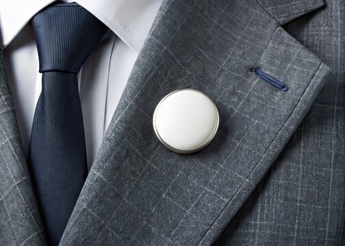 Minimalist Pin Button Mockup on Lapel - Elegant Branding Design
