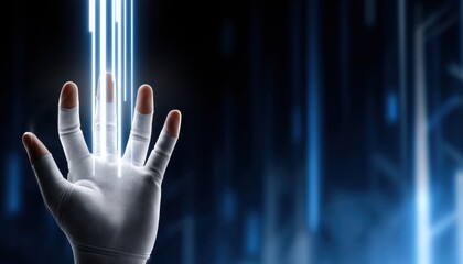 A hand is shown with a white glove on it