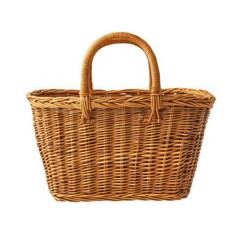 Wicker shopping basket isolated on white background
