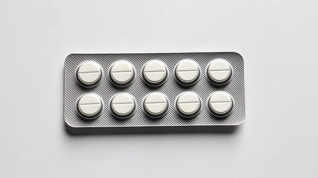White tablets arranged neatly on a blister pack ready for use in medical treatment or health promotion