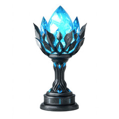 Crystal trophy with dark base on transparent background