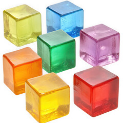 Colorful translucent cubes displayed on transparent background